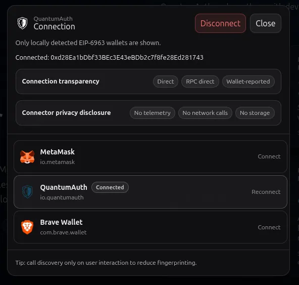 Privacy Web3 Connector preview